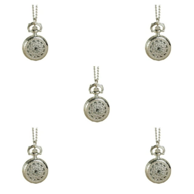 mmirethe Montre de Poche Style Rétro pour Hommes Mouvement Quartz Précis et Motif Délicat Bord Rond Chevalier comme Montré 5Set