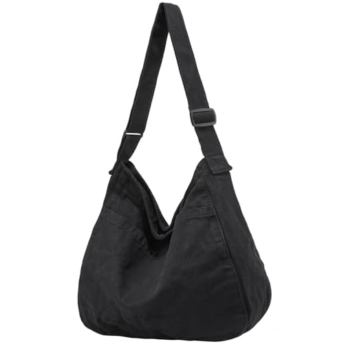 Bolso bandolera DAINAOTM de lona informal para mujeres y hombres negro L