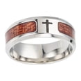 thumbnail image 5 of Grandest Birch Unisex Wood Inlaid Stainless Steel Tree of Life Cross Finger Ring Jewelry Gift Stainless Steel, Wood Silver, 5 of 5