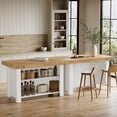 thumbnail image 5 of Tribesigns 55-inch Kitchen Island with Storage, Farmhouse Stationary Island Table Counter Height Bar Table, Light Brown and White, 5 of 8