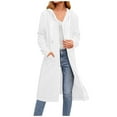 thumbnail image 2 of Stamzod Fall Coats for Women 2025 Solid Color Long Sleeve Zip Up Hoodie Jacket with Pocket Casual Mid Length Jackets for Women White M, 2 of 5