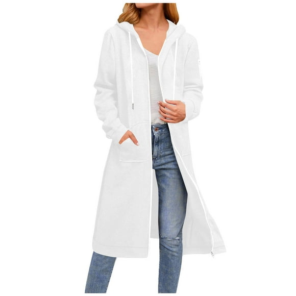 Yievot Women's Casual Zip Up Hoodies Relaxed Fit Tunic Sweatshirt Fall Winter Long Hoodie Jacket Coat with Pocket