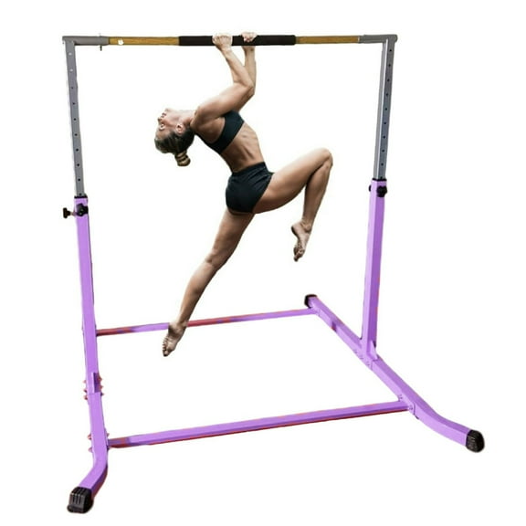 Pro-Gymnastics Junior High Bar: 13-Level Adjustable, Cushioned Purple Bar, Curved Legs, Ideal for Gymnastic Training (3-5 FT)