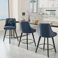 thumbnail image 6 of VINGLI 26" H Swivel Barstools Set of 2, Linen Fabric Upholstered Counter Stool with Back, Kitchen High Chairs Counter Height Bar Stools with Cushion, Solid Wood Legs, Beige, 6 of 14