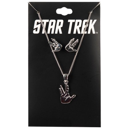 Star Trek Vulcan Salute Symbol Earring and Necklace Set