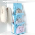 thumbnail image 4 of Hanging Bag 3 Layers with Hanging Hook High Capacity Transparent Collapsible 6 Pockets Dust Proof Handbag Storage Bag Household Products, 4 of 8