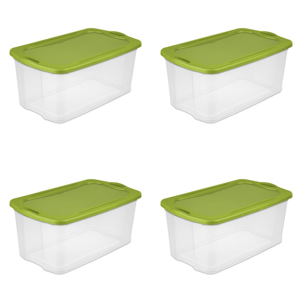 Sterilite 120 Qt. EZ Carry Clear/ Spicy Lime Set of 4