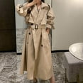 thumbnail image 6 of Black and Friday Clothing Sales Idoravan Trench Coats for Women Plus Size Clearance Women's Solid Color Lapel Pocket Long Jacket Cardigan Jacket Khaki L, 6 of 7