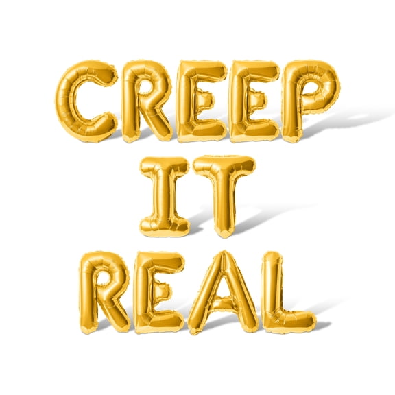 Letter Balloons - CREEP IT REAL 16" Inch Alphabet Letters Foil Mylar Balloon Halloween Party Banner (Gold)