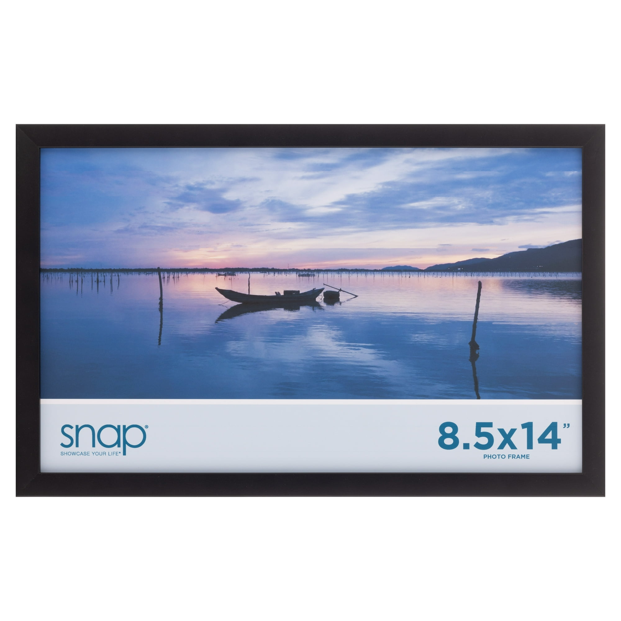 Snap Black Wood Picture Frame Real Glass Wall Display 8.5" x 14" 1-pack