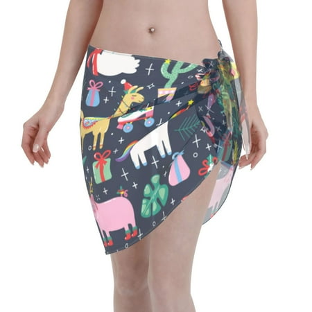 Ocsxa Cute Funny Animals Print Sarong Coverups For Women Bathing Suit Wrap Swimsuit Skirt Beach Bikini Cover Up Swimwear