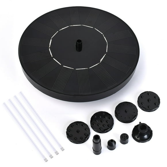 Birdbath Pond Solar Panel Powered 6 Nozzles Fountain Patio Pool Submersible Water Sprinkler 13cm Diameter Lawn Landscape with Stick