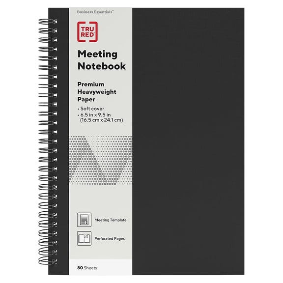 Staples TRU RED Medium Soft Cover Meeting Notebook Blk TR54988