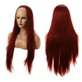 thumbnail image 3 of Unique Bargains Lace Front Wigs Long Straight Hair Wine Red, 3 of 8