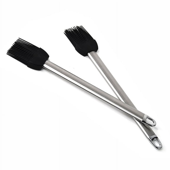 Set of 2 Barbecue Brush, Stainless Steel Handle Silicone Head Oil Brush BBQ Roasting Tool, Silicone Brush Silicone Cooking Bakeware Bread Pastry Oil BBQ Basting Brush DIY Baking Tool