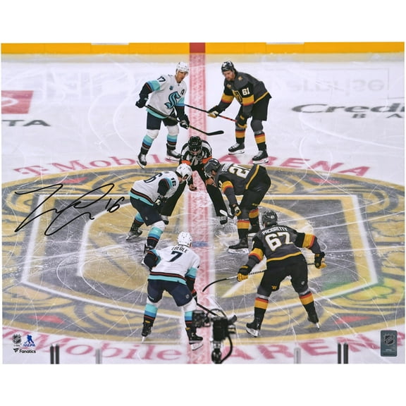 Jared McCann Seattle Kraken Autographed 16" x 20" First Franchise Face-Off Photograph - Fanatics Authentic Certified