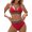 Red Bikini, variant on Bikini Sets for Women Triangle Two Piece Swimsuits Color Block Bathing Suits Green Bikini L