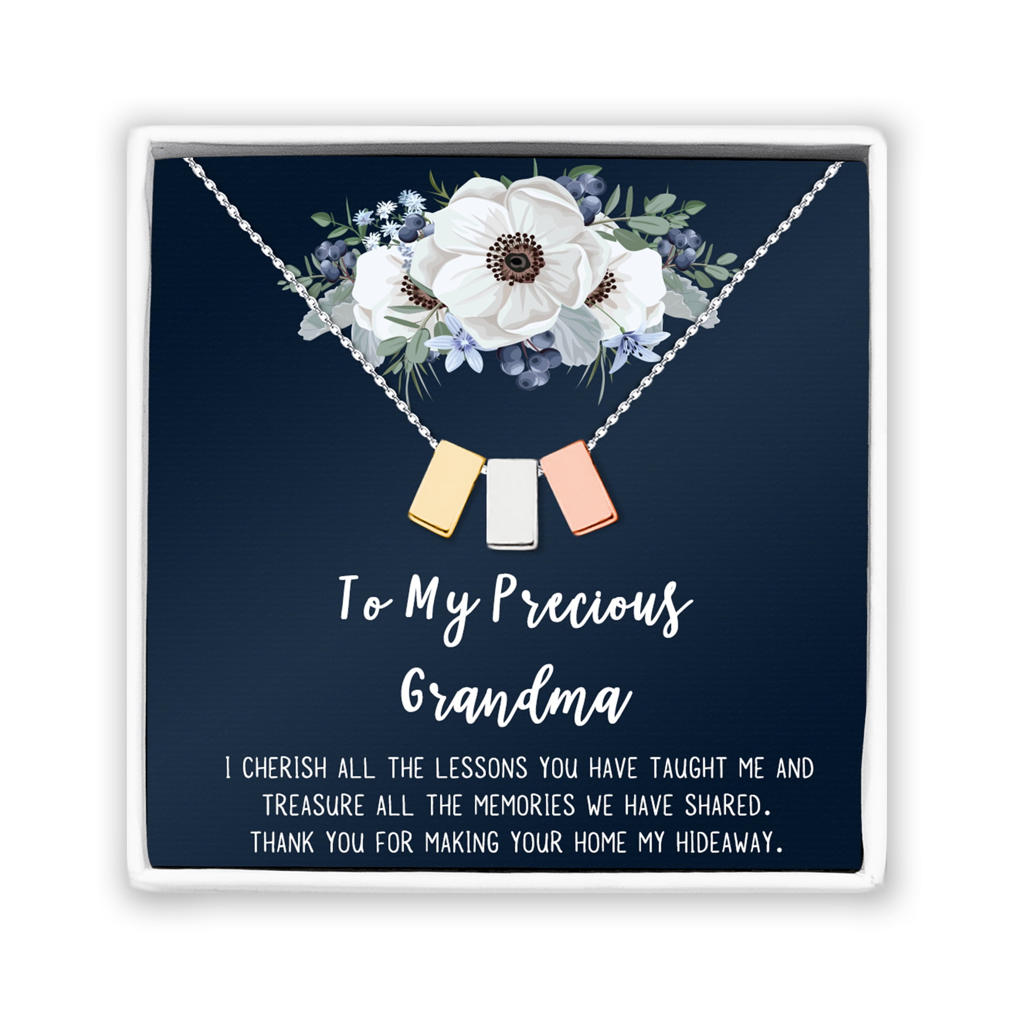 To My Precious Grandmother, Gift for Grandmother, Gift for Mother's Day, Mother's Day Card and Necklace Gift, Mother's Day Necklace Jewelry [Multi-color Cube, No-Personalized Card]