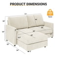 thumbnail image 6 of Extra Comfy 71” Corduroy Sectional Sofa Bed, Neche L-Shaped Couch with Wide Chaise Cushion, Loveseat Upholstered for Living Room, Office, Small Space, Beige, 6 of 8