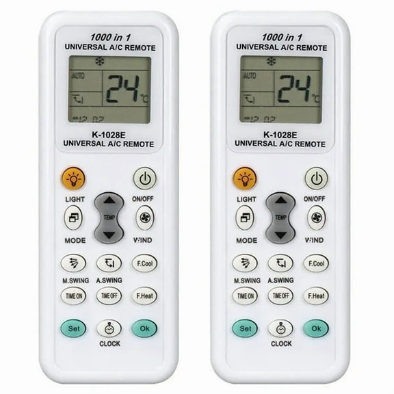 2X K1028E 1000 in 1 Universal Remote Control LCD Controller for Air Conditioner Low Power Consumption Remote Controller,2 x Remote Control,White
