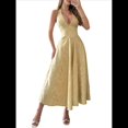 thumbnail image 1 of Vestido de Fiesta para Mujer, de Satén Bordado, con Corsé en Forma de A y Corte en A para Cóctel. Amarillo XL, 1 of 7