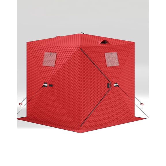 Soonbuy Insulated Pop-Up Ice Fishing Tent,Portable Hub Shelter, Waterproof Oxford, Windproof Design, Zippered Door, Carry Bag, Anchors
