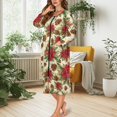 thumbnail image 5 of Yuyamidu Poinsettia Women's Long Robes with Front Zipper Casual Crewneck Bathrobes Christmas Robes Zippered Housecoat Size 3XL, Comfy Long Sleeve Sleepwear Nightgown, 5 of 7