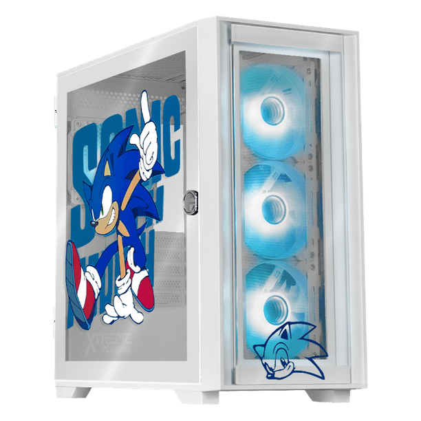 Gabinete XTREME PC GAMING Sonic Hedgehog Comic Edition Mini Torre 4 Fan ARGB USB-C Blanco CXTSH6000WT