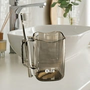 Btomtd Heat Resistance Plastic Mouthwash Cup with Handle Toothbrush Mug for Bathroom Household Use, Gray