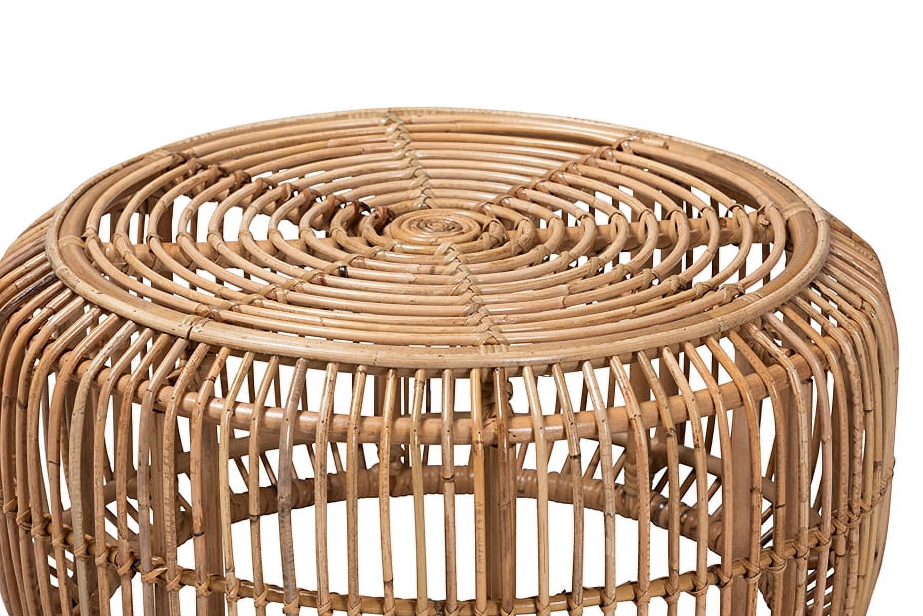 bali & pari Aliane Rattan BOHO Coffee Table with Circular Top, Openwork Frame, Natural Brown