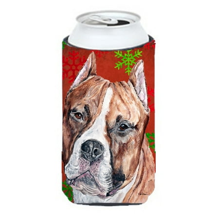 

Carolines Treasures SC9752TBC Staffordshire Bull Terrier Staffie Red Snowflakes Holiday Tall Boy Hugger Tall Boy
