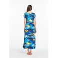 thumbnail image 3 of Robe Maxi Simple Hawaïenne pour Femme à Manches Cap Luau L Bleu Coucher de Soleil, 3 of 5