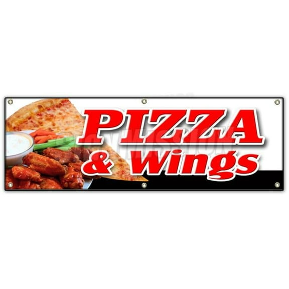 SignMission  24 x 72 in. Pizza & Wings Banner Sign