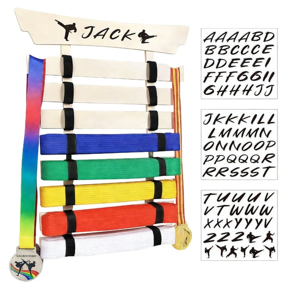 Wooden Rack for Displaying Karate Belts Multiple Storage Home Gym
