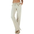 thumbnail image 6 of ToBeInStyle Women's Cozy Linen-Cotton Blend Heather Dye Pants - Taupe - Large, 6 of 7