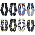 thumbnail image 3 of SDFGTstore Mens Novelty Funny Cotton Crew Socks Solar System Rocket Astronaut Planet Print Harajuku Contrast Color Mid Tube Hosiery, 3 of 16