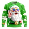 thumbnail image 3 of Christmas Sweater Men Funny Santa Graphic Sweater Christmas Sweatshirt Couples Xmas Party Pullover Shirts, 3 of 3
