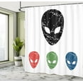 thumbnail image 5 of Ambesonne White Shower Curtain, Grunge Alien Heads Art, 69"Wx84"L, Red Green, 5 of 5