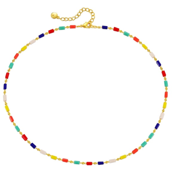 Bohemian Candy Color Square Glass Beads Handmade Beaded Series Ethnic Style Necklace Niche Jewelry