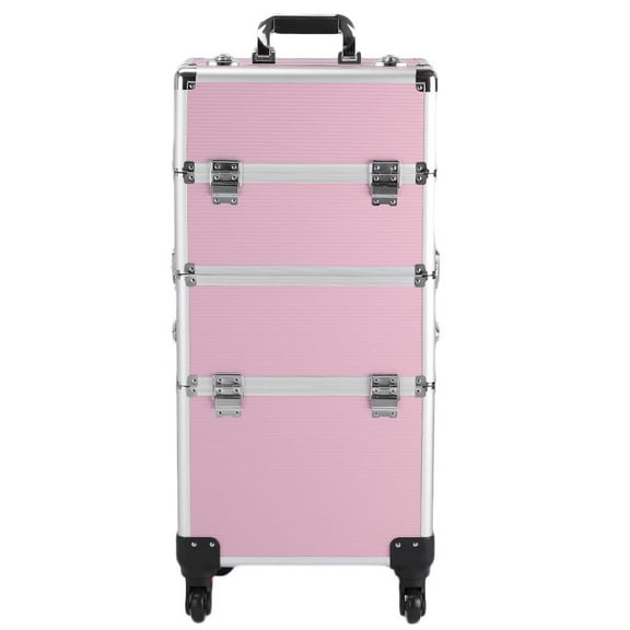 EasingRoom Rolling Makeup Cases Travel Makeup Bag Organizer 3 in 1 Pink