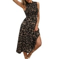 thumbnail image 6 of STARVNC Women Floral Print Ruffle Crew Neck Sleeveless Midi Dress, 6 of 10