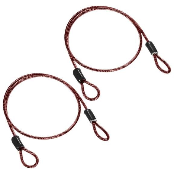 Uxcell 2-Pack Security Cable Lock, 4.92FT Coated Steel Luggage Lock Wire Rope with Double Loop [Red]