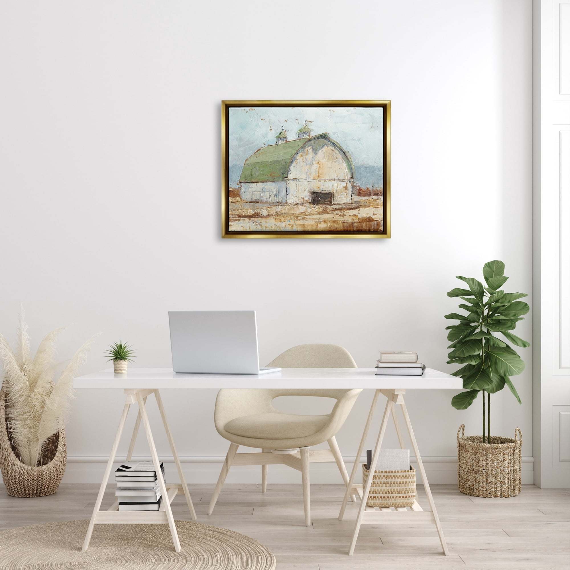 Stupell Industries Natural Earth Painted Barn Metallic Gold Framed Floating Canvas Wall Art, 24x30, by Ethan Harper