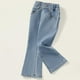 thumbnail image 4 of Odeerbi 2-10 Años Niñas Pantalones Vaqueros de Cintura Alta Acampanados Color Sólido Ligeramente Elásticos, 4 of 9