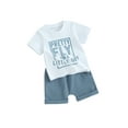 thumbnail image 2 of Elippeo Toddler Boys Summer Shorts Sets  Short Sleeve Letter Print Tops and Drawstring Shorts Sets 0-3 Years, 2 of 10