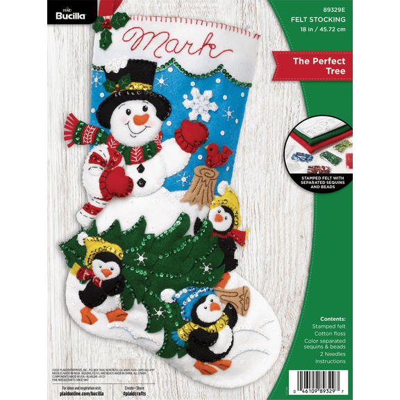 Bucilla Felt Applique Stocking Making Kit, The Perfect Tree, 18"