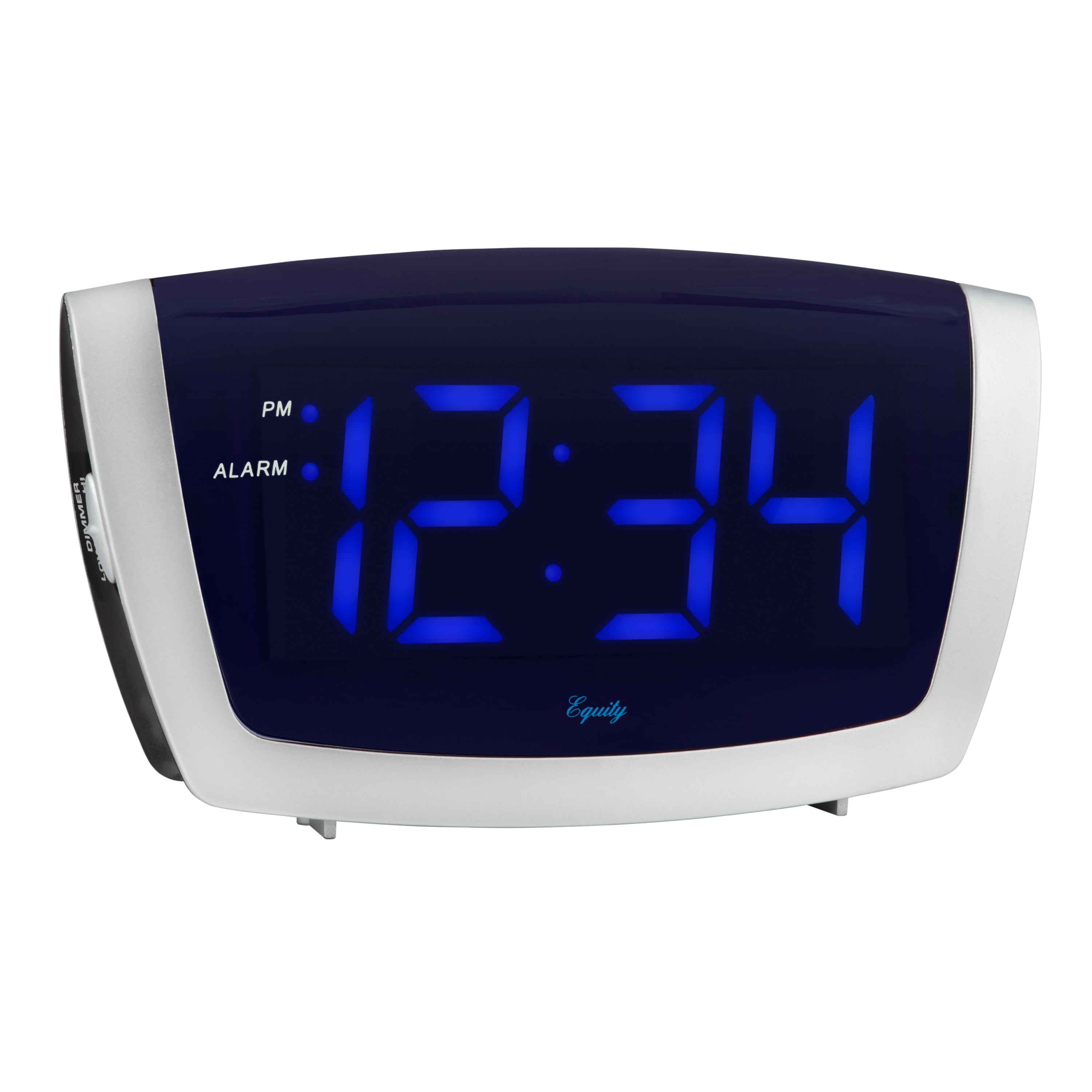 Equity 75904 Silver/Blue Large LED Alarm Clock with USB