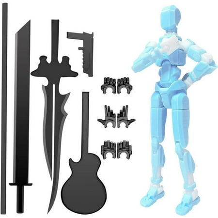 Titan13 Robot Doll,3D Printed Figure,Joint Movable Figure,Collectible Toys,3D Customization, Doll Personality Circle,5.1",Light Blue,Style A