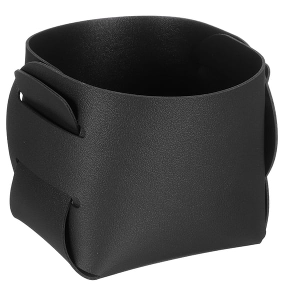 Valet Tray Organizer, PU Leather Desktop Storage Organizer Box Tray Catchall Vanity Tray(Black)