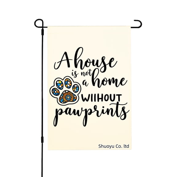 Jbralid A House Is Not A Home Without Paw Prints Linen Garden Flag For Spring Summer Home Outdoor Garden Yard Door Decor 12x18 inch